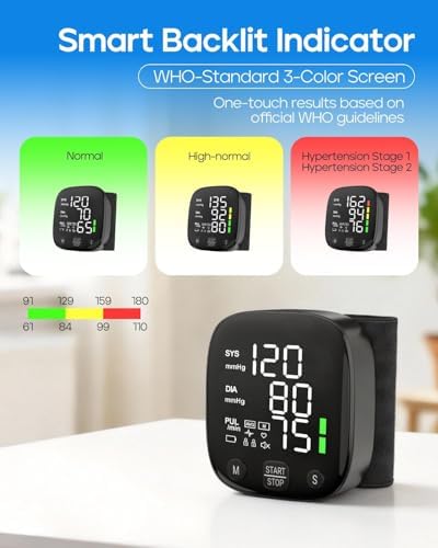 Monitor de Presión Arterial Automático de Muñeca para Uso en Casa, Memoria Dual, Guía de Voz y Lectura de Resultados, Recargable Tipo-C - imagen 4