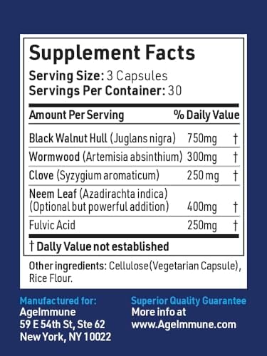 AgeImmune ImmuneG.I. Fórmula de Limpieza Intestinal con Artemisa, Nogal Negro, Clavo y Neem - Apoyo a la Salud Digestiva y Desintoxicación - 90 - imagen 2