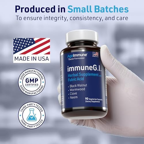AgeImmune ImmuneG.I. Fórmula de Limpieza Intestinal con Artemisa, Nogal Negro, Clavo y Neem - Apoyo a la Salud Digestiva y Desintoxicación - 90 - imagen 3