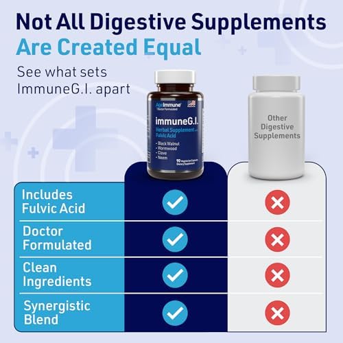 AgeImmune ImmuneG.I. Fórmula de Limpieza Intestinal con Artemisa, Nogal Negro, Clavo y Neem - Apoyo a la Salud Digestiva y Desintoxicación - 90 - imagen 8