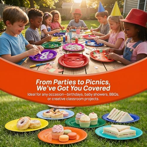 Platos de Papel Desechables Nicunom 150 Pzs, 9 Platos de Postre Coloridos para Fiestas, Cumpleaños, Picnics y Baby Showers, 10 Colores - imagen 6
