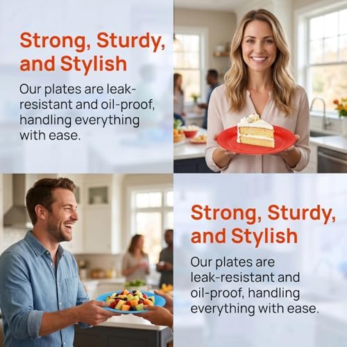 Platos de Papel Desechables Nicunom 150 Pzs, 9 Platos de Postre Coloridos para Fiestas, Cumpleaños, Picnics y Baby Showers, 10 Colores - imagen 8