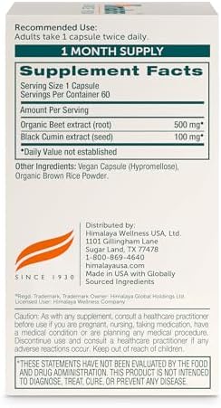 Himalaya Raíz de Remolacha para el Bienestar Circulatorio y Vascular, Vegano, Sin Gluten, 500 mg de Raíz de Remolacha y 100 mg de Extracto de Comino - imagen 2