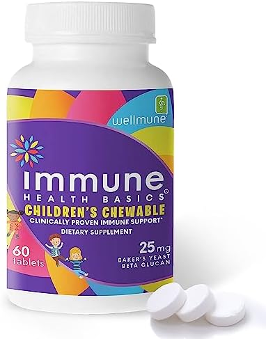 Tabletas Masticables para Niños Immune Health Basics, Suplementos de Inmunidad con Beta Glucano Purificado Wellmune, ¡Aprobados por Niños! - imagen 1