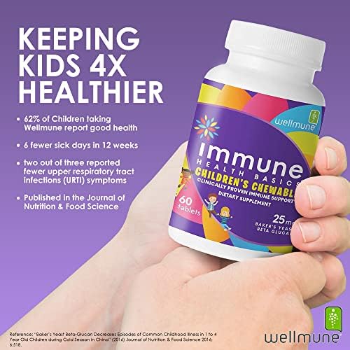 Tabletas Masticables para Niños Immune Health Basics, Suplementos de Inmunidad con Beta Glucano Purificado Wellmune, ¡Aprobados por Niños! - imagen 4