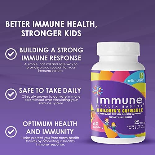 Tabletas Masticables para Niños Immune Health Basics, Suplementos de Inmunidad con Beta Glucano Purificado Wellmune, ¡Aprobados por Niños! - imagen 5