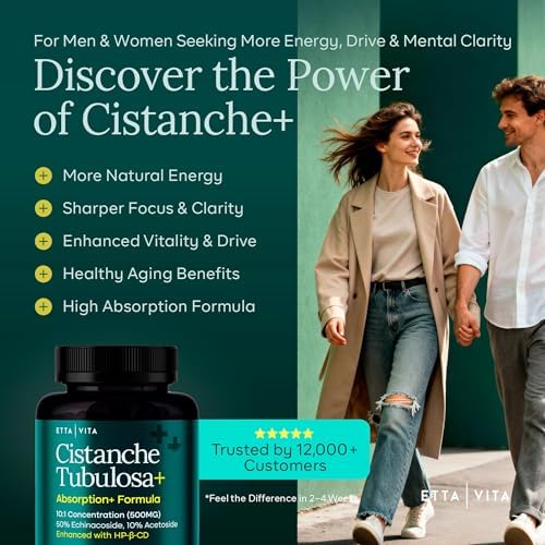 Cápsulas Potentes de Cistanche Tubulosa (500 mg) para Estrés, Ánimo y Soporte de Cortisol - Equilibrio Hormonal para Hombres y Mujeres - imagen 2