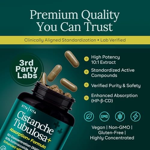 Cápsulas Potentes de Cistanche Tubulosa (500 mg) para Estrés, Ánimo y Soporte de Cortisol - Equilibrio Hormonal para Hombres y Mujeres - imagen 3