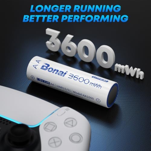 Baterías Recargables BONAI AA1000 de Litio con Cargador, 1.5V 3600 mWh, Paquete de 8 Baterías AA, Carga Rápida AA AAA, Incluye Cable - imagen 2