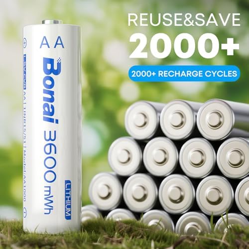 Baterías Recargables BONAI AA1000 de Litio con Cargador, 1.5V 3600 mWh, Paquete de 8 Baterías AA, Carga Rápida AA AAA, Incluye Cable - imagen 7