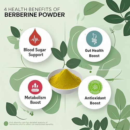 Dibesity Polvo de Berberina 97% Puro | Extracto Vegetal de 100g, Alta Potencia | 500 mg por Porción | Sin Gluten, Vegano, Probado en Laboratorio - imagen 3