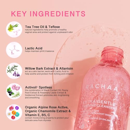 RACHAA Jabón Íntimo Femenino - Limpiador Suave Diario para Aclarar, Hidratar y Limpiar con Vitamina C, Aceite de Árbol de Té y Ácido Láctico - - imagen 3