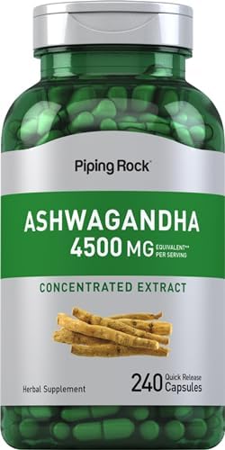 Suplemento de Ashwagandha Piping Rock | 240 Cápsulas | Pastillas para Hombres y Mujeres | Con Extracto de Pimienta Negra | Hierba Raíz de Fuerza - imagen 1