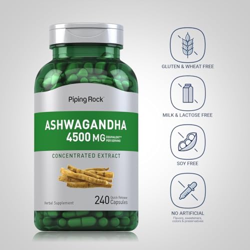 Suplemento de Ashwagandha Piping Rock | 240 Cápsulas | Pastillas para Hombres y Mujeres | Con Extracto de Pimienta Negra | Hierba Raíz de Fuerza - imagen 3