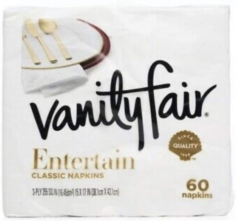 Servilletas Vaniti Fair Napkins Classic de 3 capas, 60 piezas, Paquete de 2, Color Blanco - imagen 1