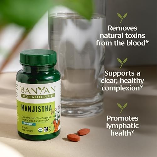 Banyan Botanicals Manjistha Orgánico – Suplemento Natural para la Piel y Drenaje Linfático – Limpieza de Sangre de Raíz Roja – 90 Tabletas – Orgánico - imagen 3