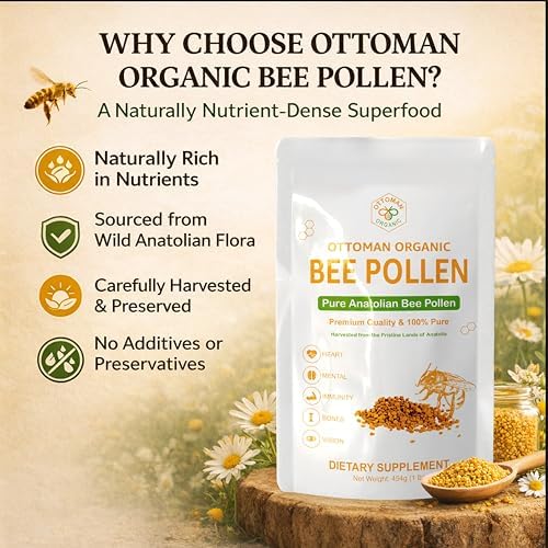 Polen de Abeja Orgánico Ottoman – Certificado Orgánico por USDA y UE, Halal, ISO 22000 y GMP | Superalimento 100% Puro, Rico en Vitaminas y Minerales - imagen 4