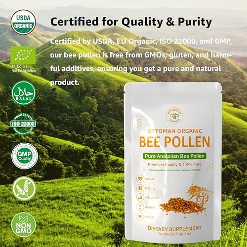 Polen de Abeja Orgánico Ottoman – Certificado Orgánico por USDA y UE, Halal, ISO 22000 y GMP | Superalimento 100% Puro, Rico en Vitaminas y Minerales - imagen 5