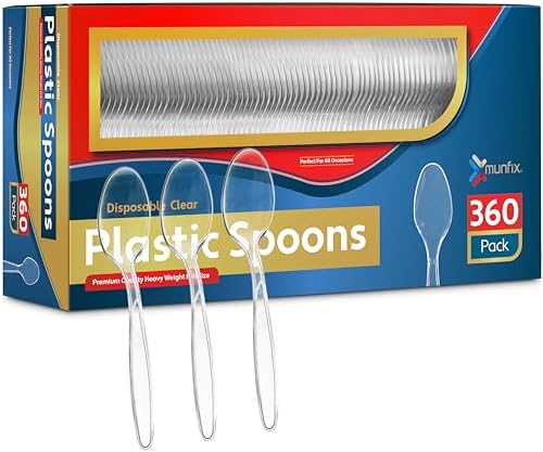 Cucharas de Plástico Transparentes de 360 Piezas, Desechables Resistentes al Calor y Sin BPA, Utensilios Duraderos para Fiestas y Picnics - imagen 1