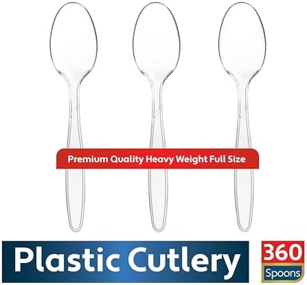 Cucharas de Plástico Transparentes de 360 Piezas, Desechables Resistentes al Calor y Sin BPA, Utensilios Duraderos para Fiestas y Picnics - imagen 5