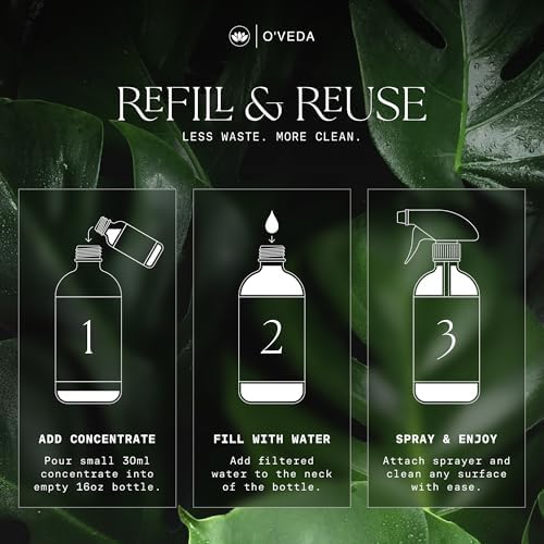 Kit de Inicio O'VEDA – Paquete de Limpieza Multiusos con 1 Concentrado y 1 Botella de Recarga (30ml cada una), Botella de Spray de 16oz y Paño de - imagen 6