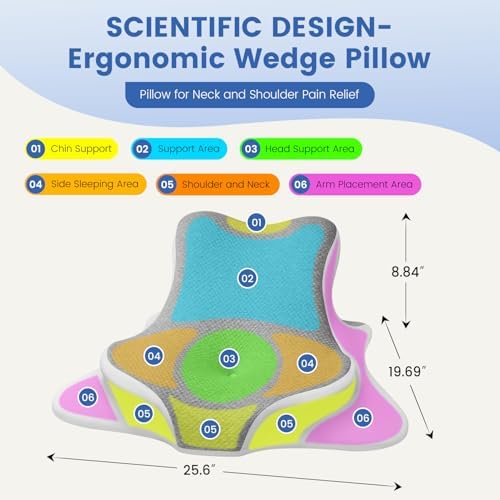 Cojín de Lectura ONGFNFN para Cama, Cojín Ergonómico de Espuma Viscoelástica para Respaldo, Soporte para Cabeza y Espalda - Gris - imagen 2