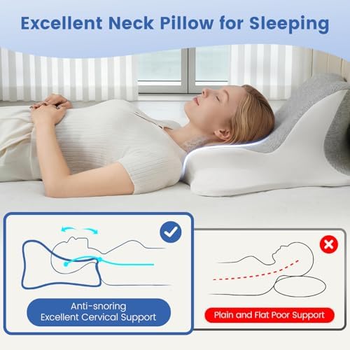 Cojín de Lectura ONGFNFN para Cama, Cojín Ergonómico de Espuma Viscoelástica para Respaldo, Soporte para Cabeza y Espalda - Gris - imagen 5
