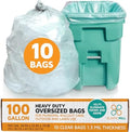Bolsas de Basura Resistentes PlasticMill - Transparentes para Botes de Basura Grandes - 100 Galones, 1.3 Mil, 67x79 (Paquete de 10) - imagen 1
