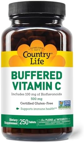 Country Life Vitamina C con Bioflavonoides, 500mg, 250 Tabletas, Libre de Gluten y Certificado Vegano - imagen 1