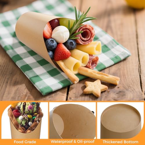 Juego de 600 Tazas para Charcutería con Palitos, 100 Tazas Desechables de 12 oz para Papas Fritas, Incluye 100 Bolsas, 100 Cintas, 100 Etiquetas y - imagen 3