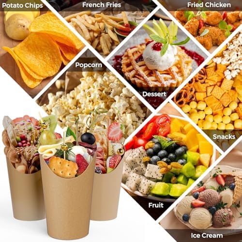 Juego de 600 Tazas para Charcutería con Palitos, 100 Tazas Desechables de 12 oz para Papas Fritas, Incluye 100 Bolsas, 100 Cintas, 100 Etiquetas y - imagen 5