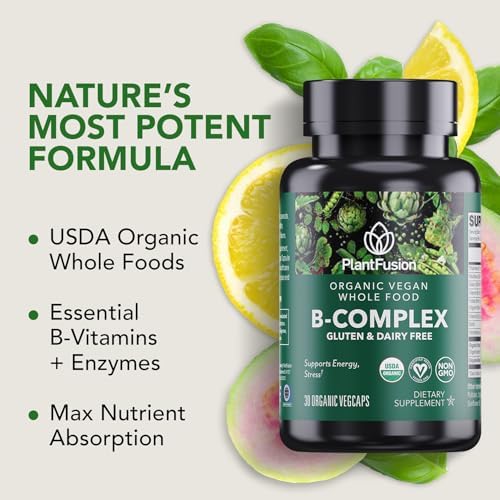 PlantFusion Complejo de Vitaminas B Orgánico, Suplemento Vegano de Alimentos Integrales para Energía y Metabolismo, B12 Metilada, Guayaba, Limón y - imagen 2