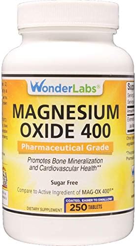 Wonder Labs Óxido de Magnesio 400, 483mg de Óxido de Magnesio Grado Farmacéutico** Compara con MAG-OX 400 ® - 250 Tabletas - imagen 1