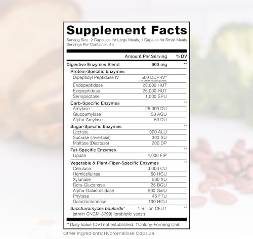 Suplemento de Enzimas Digestivas Extra Fuertes Pure Therapro Rx Elite para Mujeres y Hombres, 90 Cápsulas Veganas - imagen 2