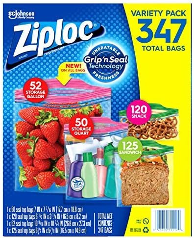 Bolsas Ziploc de 52 galones, 50 cuartos, 120 para bocadillos y 125 para sándwiches (347 piezas) - imagen 1