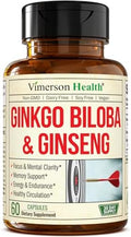 Suplementos de Ginseng Asiático y Ginkgo Biloba – Extracto de Ginseng Panax 700mg + Ginkgo Biloba 720mg – Suplemento Nootrópico para Memoria, - imagen 1