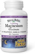 Natural Factors Stress-Relax Magnesio Glycinate Nocturno - Magnesio Bien Absorbido con L-Theanina, Melatonina y PharmaGABA para Sueño Reparador - 60 - imagen 1