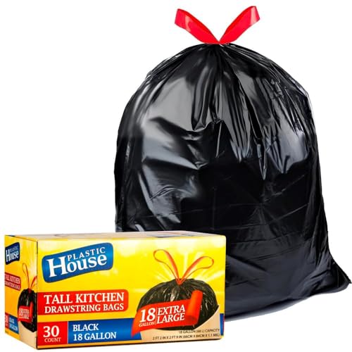 Bolsas de Basura Negras de 18 Galones con Cierre de Cuerda, 30 Pzas, Bolsas Multifuncionales para Cocina y Jardín - imagen 2