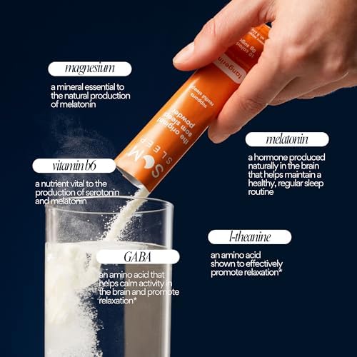Som Sleep, Mezcla en Polvo para Dormir Calmado con Magnesio, Melatonina 3mg, Vitamina B6, L-Theanina y GABA – Vegano, Sin Azúcar – Mandarina, Paquete - imagen 2