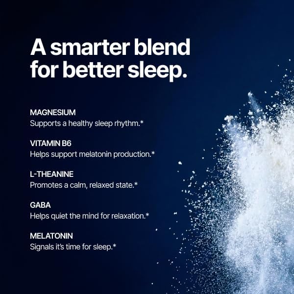 Som Sleep, Mezcla en Polvo para Dormir Calmado con Magnesio, Melatonina 3mg, Vitamina B6, L-Theanina y GABA – Vegano, Sin Azúcar – Mandarina, Paquete - imagen 3