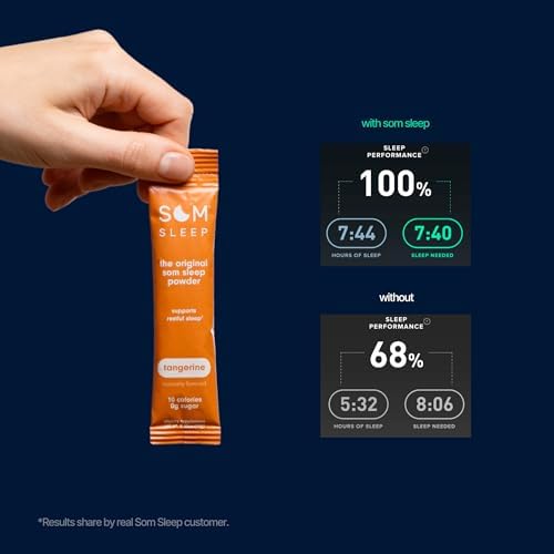 Som Sleep, Mezcla en Polvo para Dormir Calmado con Magnesio, Melatonina 3mg, Vitamina B6, L-Theanina y GABA – Vegano, Sin Azúcar – Mandarina, Paquete - imagen 5