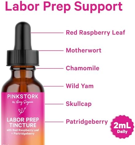 Tinción de Preparación para el Trabajo de Parto Pink Stork – Hoja de Frambuesa Roja, Manzanilla, Jengibre y 8 Hierbas – Apoyo para el Embarazo, - imagen 2