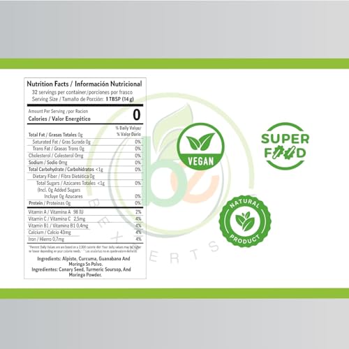 Leche de Alpiste Premium con Cúrcuma, Guanábana y Moringa – Mezcla de Superalimentos Bexpertsusa – 16 oz – Vegana, Libre de Lácteos, No Transgénica, - imagen 3