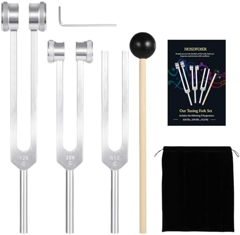 Juego de Tenores para Sanación (128Hz, 256Hz, 512Hz), Tenor Pesado para Terapia de Sonido/Meditación/Yoga y Chakra con Martillo, Bolsa de - imagen 1