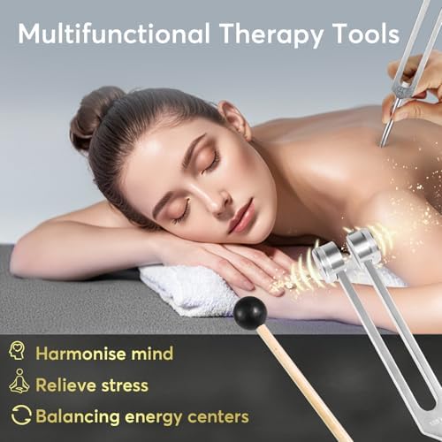 Juego de Tenores para Sanación (128Hz, 256Hz, 512Hz), Tenor Pesado para Terapia de Sonido/Meditación/Yoga y Chakra con Martillo, Bolsa de - imagen 2