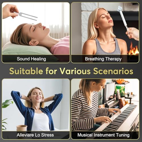 Juego de Tenores para Sanación (128Hz, 256Hz, 512Hz), Tenor Pesado para Terapia de Sonido/Meditación/Yoga y Chakra con Martillo, Bolsa de - imagen 5