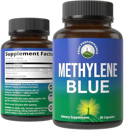 Cápsulas de Methylene Blue de Peak Performance - Suplemento de Grado Farmacéutico Ultra Alta Pureza (USP) - Veganas para Mejor Absorción y Soporte de - imagen 1