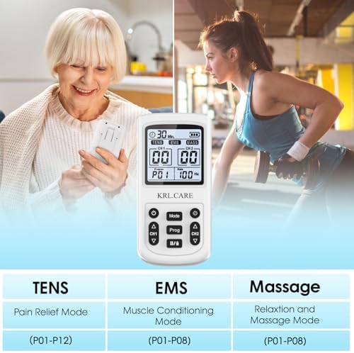 Unidad TENS 3 en 1 Estimulador Muscular, Máquina de Masaje EMS con 40 Intensidades para Alivio Gradual de Dolor de Hombro, Ciática y Espalda, - imagen 2