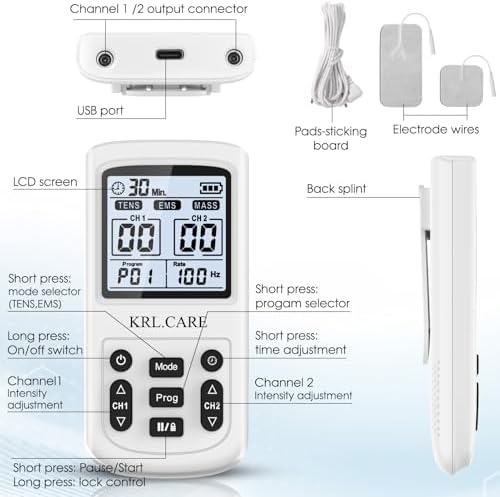 Unidad TENS 3 en 1 Estimulador Muscular, Máquina de Masaje EMS con 40 Intensidades para Alivio Gradual de Dolor de Hombro, Ciática y Espalda, - imagen 4