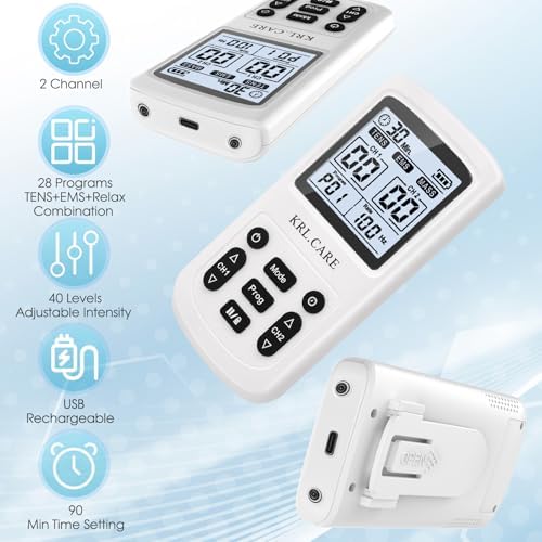 Unidad TENS 3 en 1 Estimulador Muscular, Máquina de Masaje EMS con 40 Intensidades para Alivio Gradual de Dolor de Hombro, Ciática y Espalda, - imagen 7
